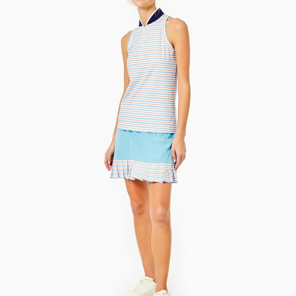 Addison Bay Sport Light 17” Birdie Golf Skort Blue & Peach Athletic Preppy Small